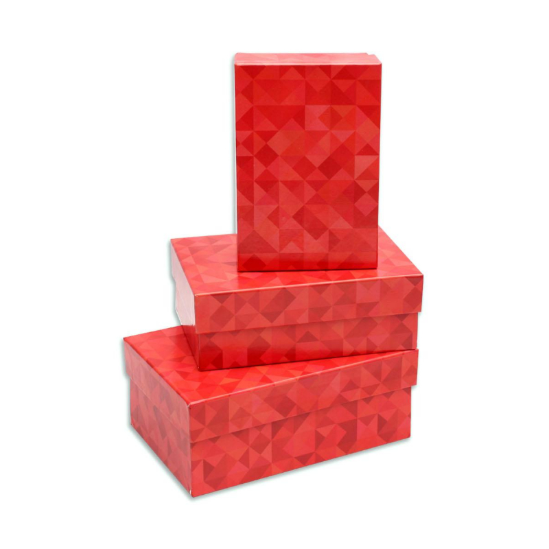 Набор коробок 3в1 Грани красного (19 х 12 х 7,5 - 15 х 10 х 5 см) ПП-3420