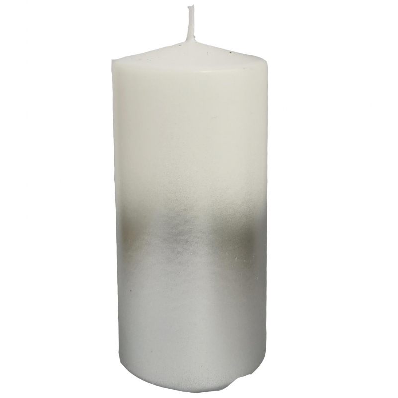 Свеча столбик 50x100 с напылением, белый/серебрянный,арт.300242