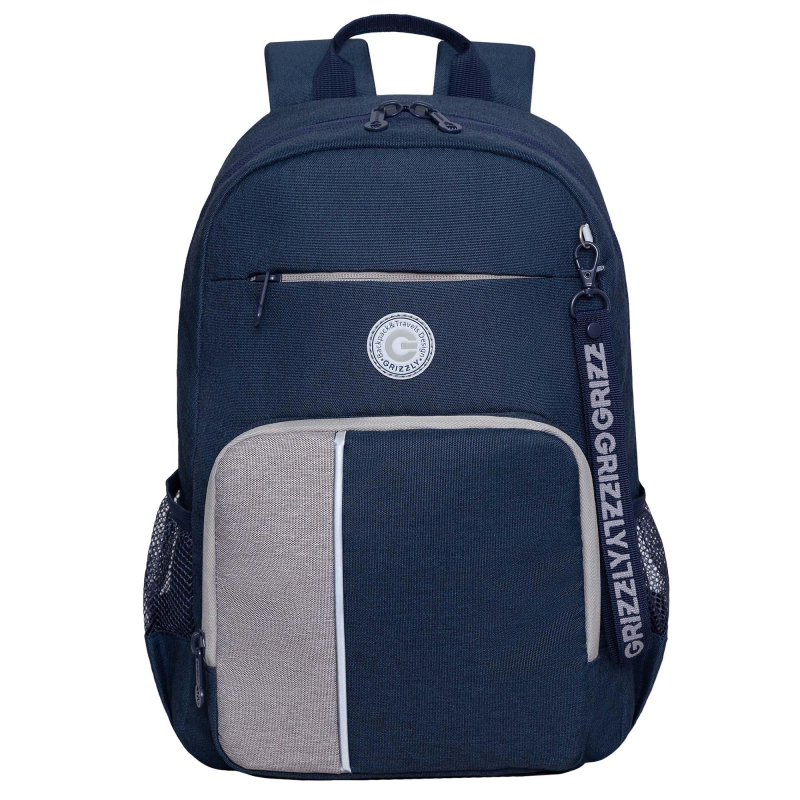 Рюкзак школьный GRIZZLY RB-355-2/3 синий - серый