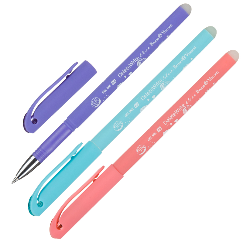 Ручка гелевая неавтоматическая DelWriteПончики стир,0,5мм,син,асс 20-0270