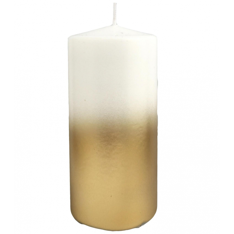 Свеча столбик 50x100 с напылением, белый/золотой,арт.500228