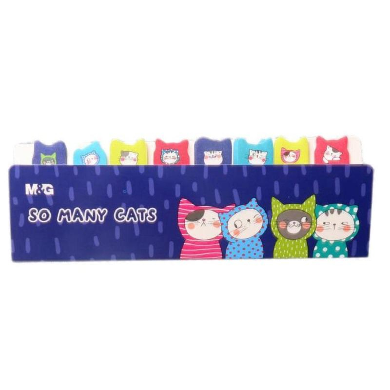 Клейкие закладки бумажные M&G So Many Cats, 8 бл по 20 л, принт, 15x53 мм