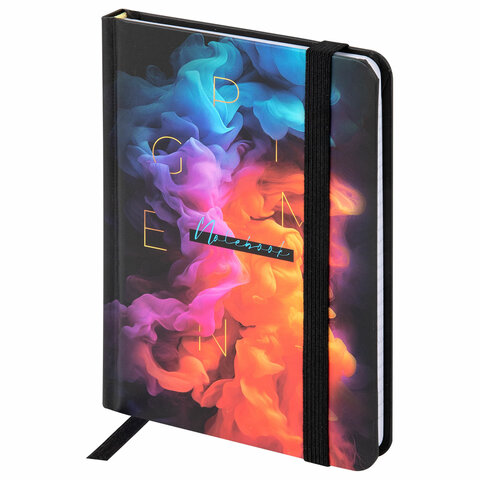 Блокнот с резинкой в клетку 96 л., МАЛЫЙ ФОРМАТ А6, 109х148 мм, твердая обложка, BRAUBERG, "Pigment", 116335