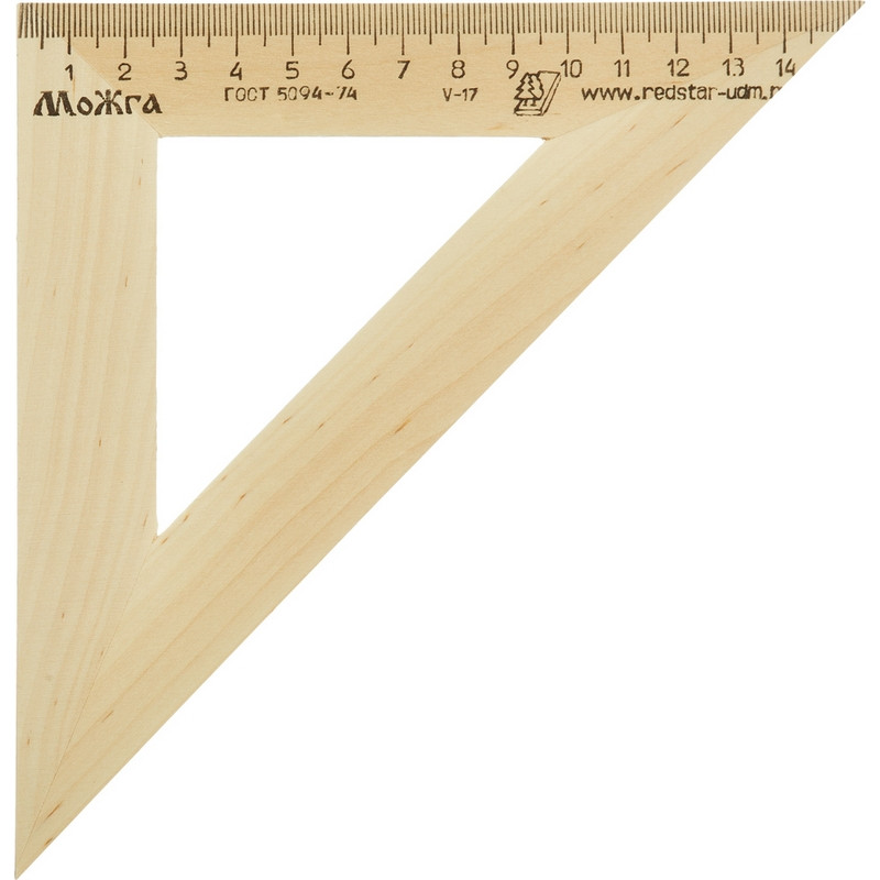 Треугольник деревянный 16см ,угол 45 градусов, Можга С-16