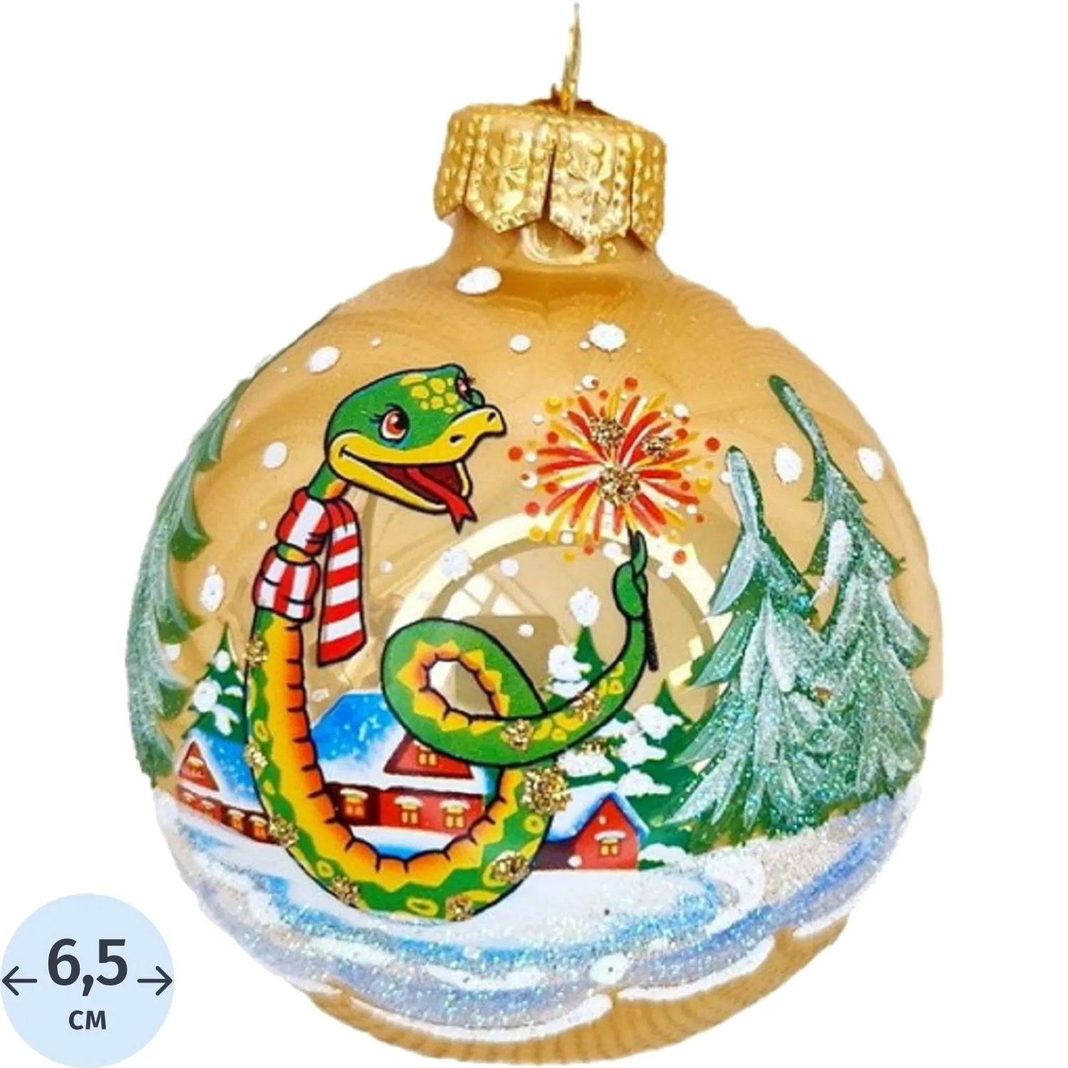 Шар Змея с бенгальским огнем Символ года,65мм,в подар.кор.НГ,КУ-65-244014