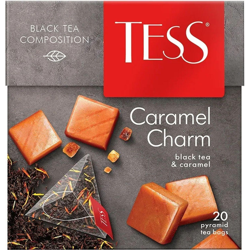 Чай Tess Caramel charm черный с добавками, 1,8гх20пир 0883-12