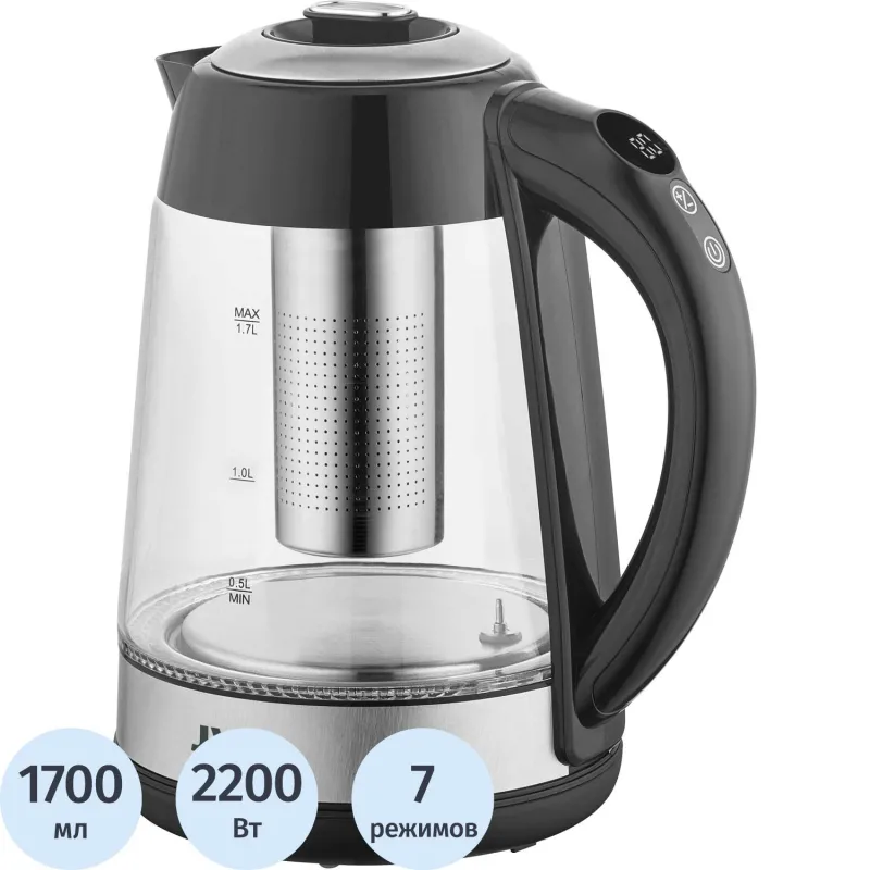 Чайник электрический JVC JK-KE1710, 1,7л., 2200ВТ, серый