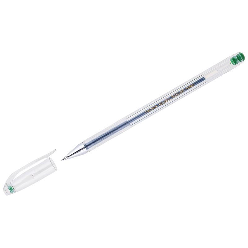 Ручка гелевая Crown "Hi-Jell" зеленая 0,5мм, штрих-код