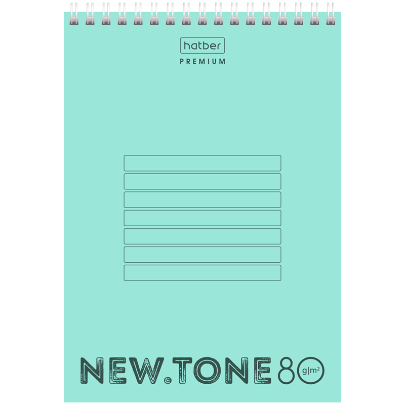 Блокнот А5 80л. на гребне Hatber "NEWtone Pastel. Мята", 80г/м2, пластиковая обложка