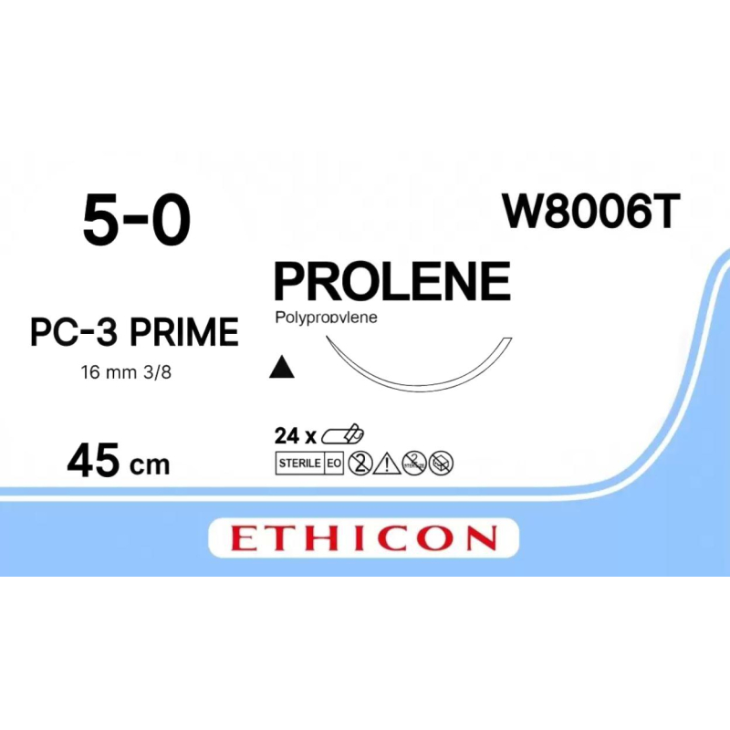 Шовный материал ПРОЛЕН 5/0, 45 см, реж. 16 мм, 3/8 W8006Т 24 шт./уп.