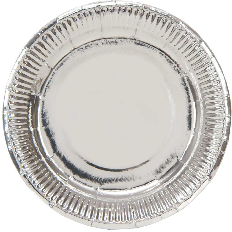Тарелка одноразовая бумажн фольгирован серебряная 17см 6штG,1502-3778