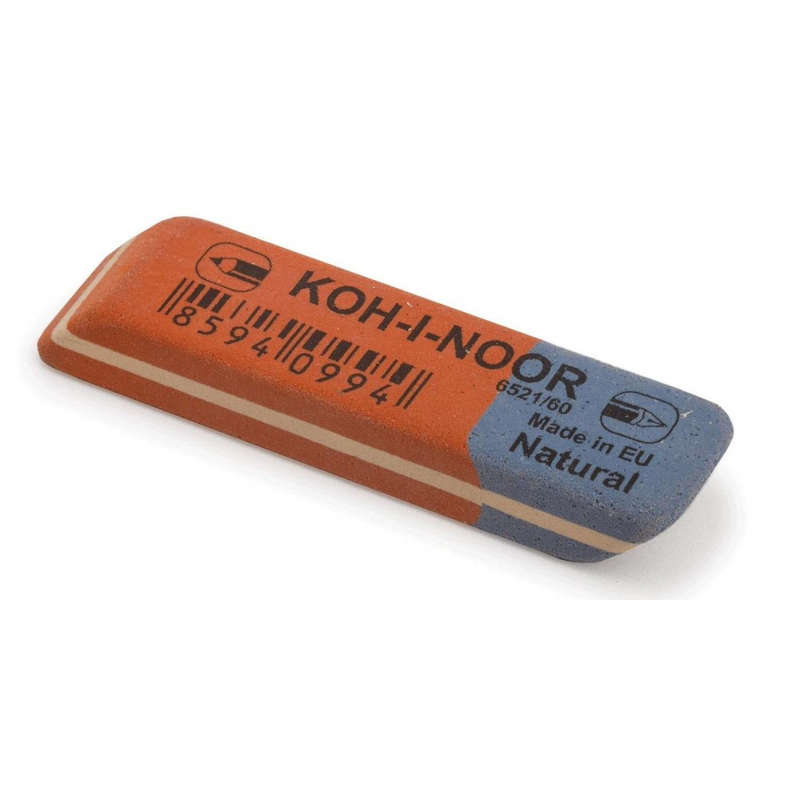 Ластик KOH-I-NOOR для графита и чернил сине-красный 57х14х8мм 6521 Чехия