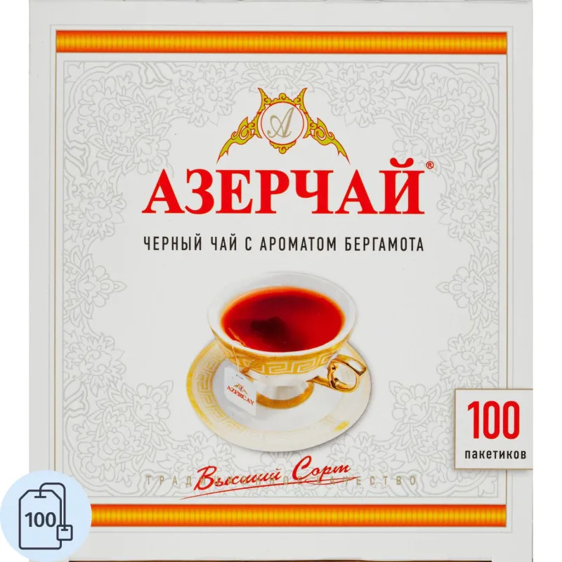 Чай Азерчай Букет черный с бергамотом 100 пакетиков