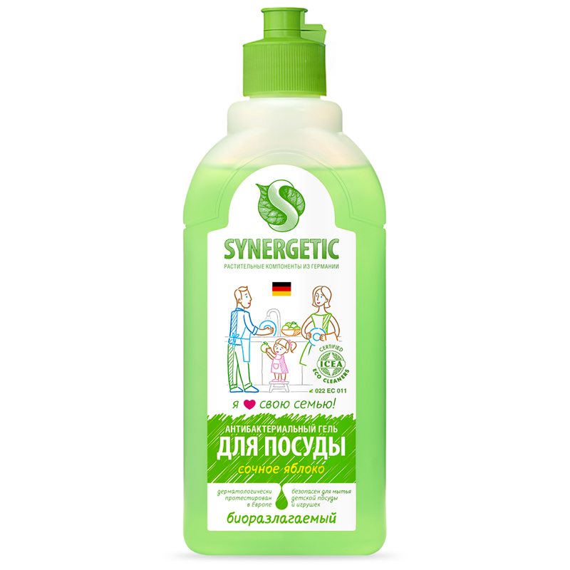 Средство для мытья посуды, фруктов, игрушек Synergetic "Яблоко", антибакт, концентр, без дозатора, 5