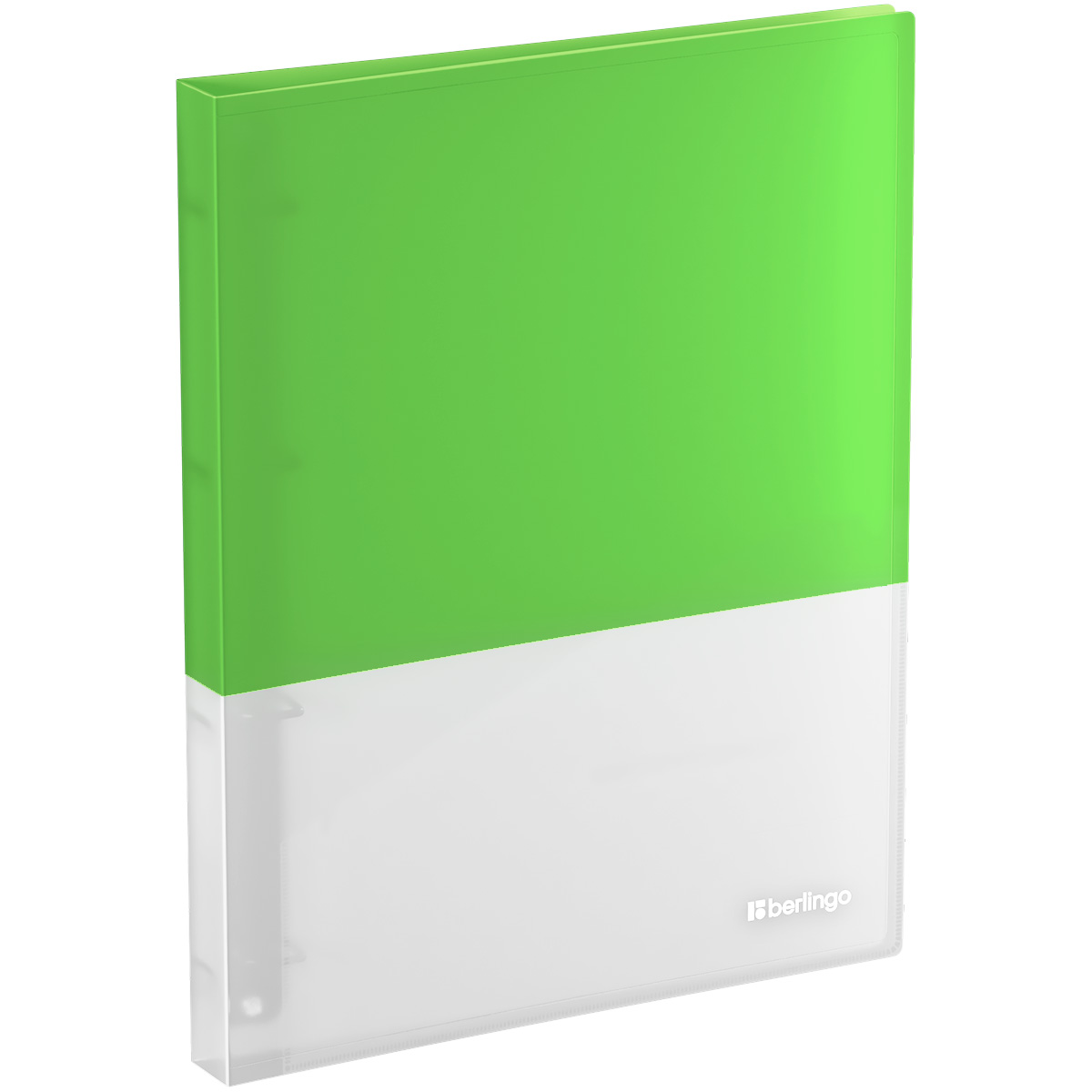 Папка на 4 кольцах Berlingo "Semicolor" А4, 24мм, 700мкм, D-кольца, с внутр. карманом, салатовая, софт-тач