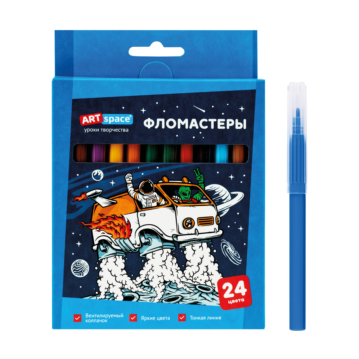 Фломастеры ArtSpace "Космос", 24цв., картон, смываемые