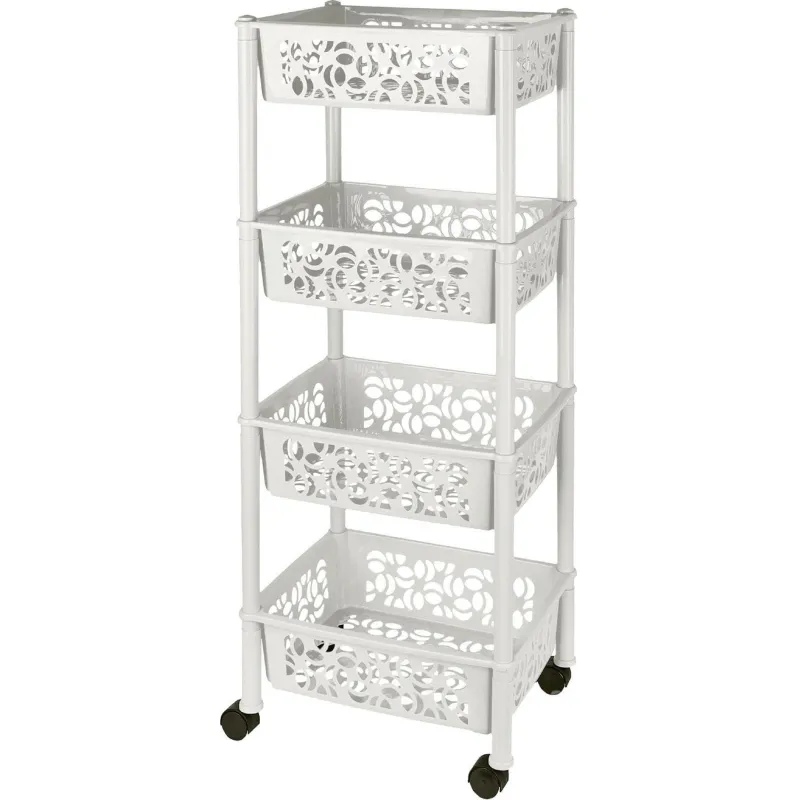 Этажерка PR_Keeplex Light на колесах 4-х секцион. белое облако