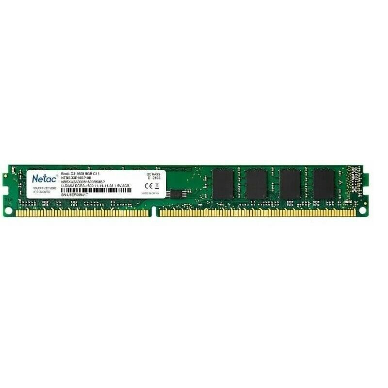 Модуль памяти Netac DDR3 DIMM 8Gb 1600Mhz, (NTBSD3P16SP-08) CL11