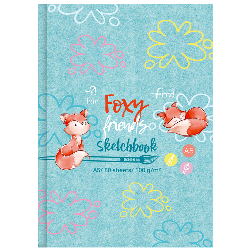 Скетчбук 80л., А5 7БЦ BG "Foxy sketch", матовая ламинация, выборочный лак, 100г/м2