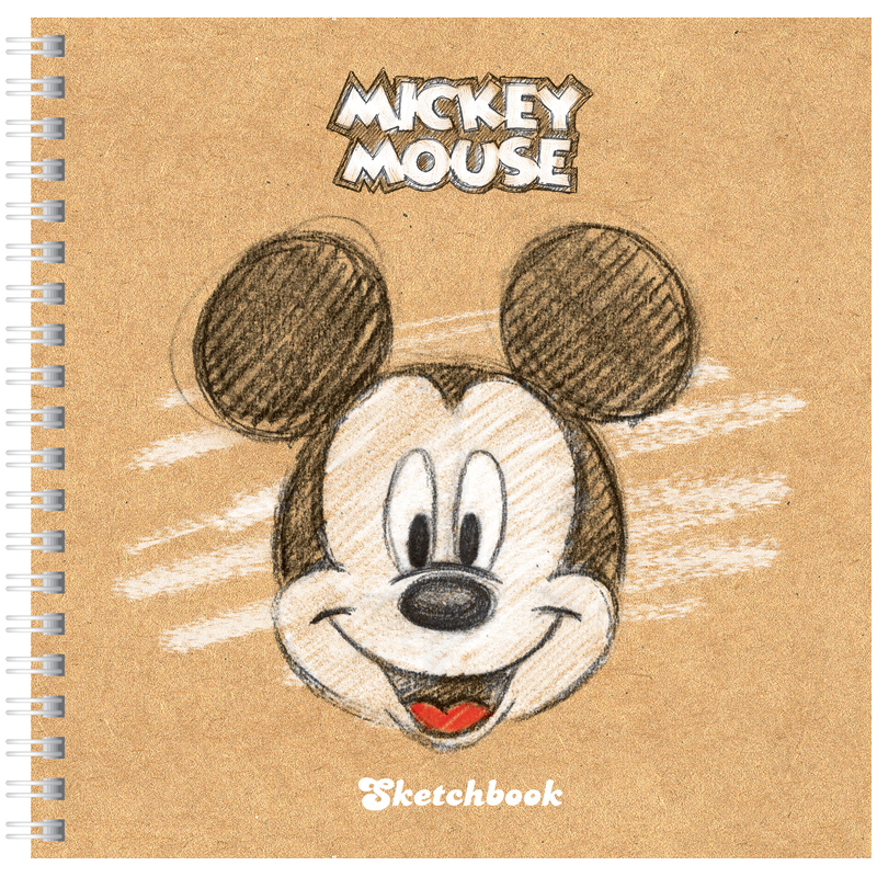 Скетчбук-тетрадь 80л 170*170мм на гребне Hatber "Disney. Микки Маус", 120г/м2, с тверд. обложкой