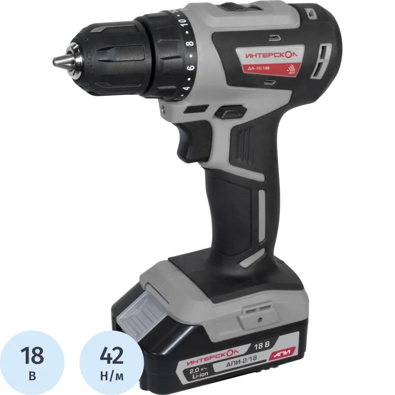 Дрель-шуруповерт аккум. бесщет. ИНТЕРСКОЛ ДА-10/18В МиниМАКС (709.2.2.70)
