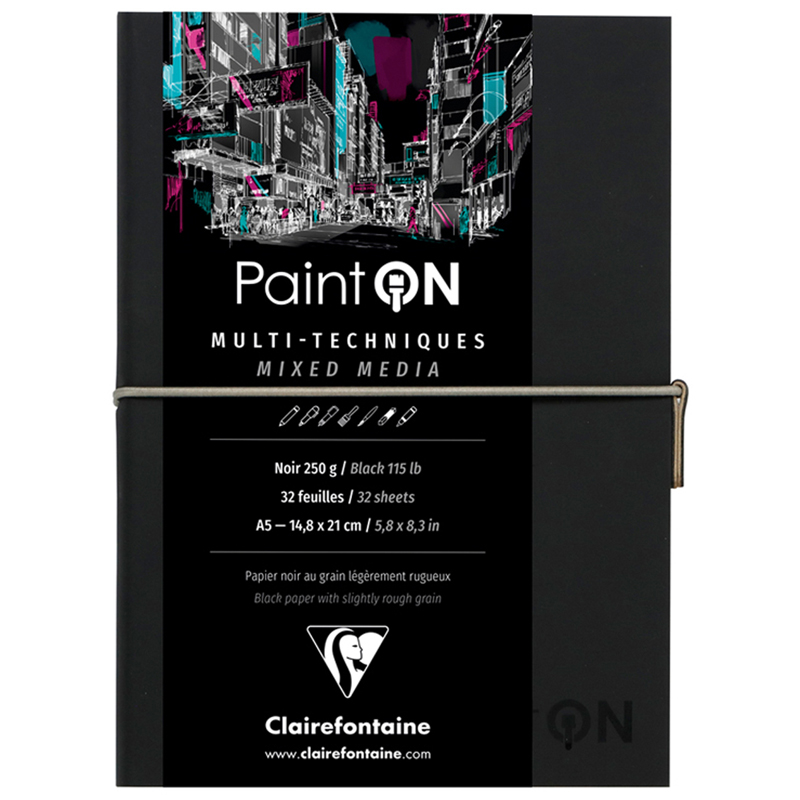 Скетчбук для смешанных техник 32л., А5 Clairefontaine "Paint ON", на сшивке, 250г/м2, легкое зерно,