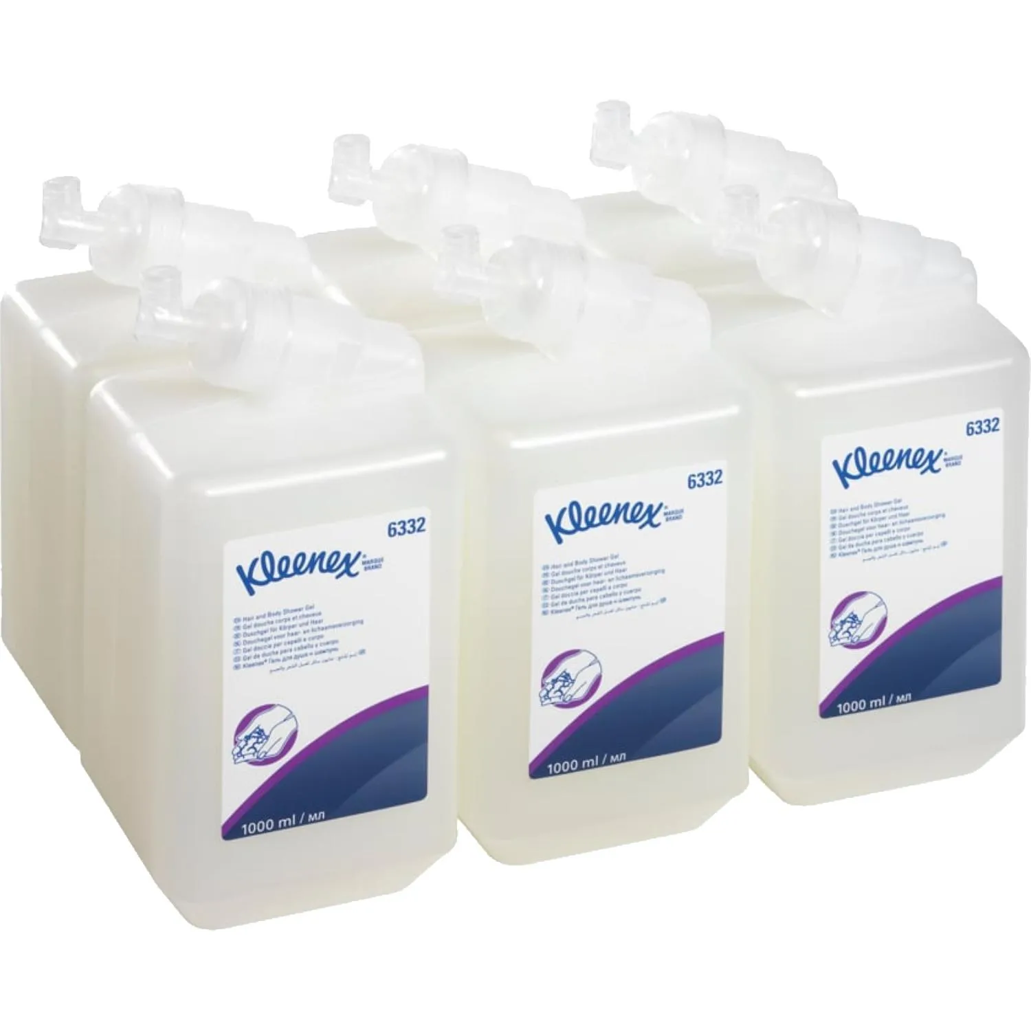 Картридж с гелем для душа и шампунем KIMBERLY-CLARK Kleenex 6332 1000 мл (6 штук в упаковке)