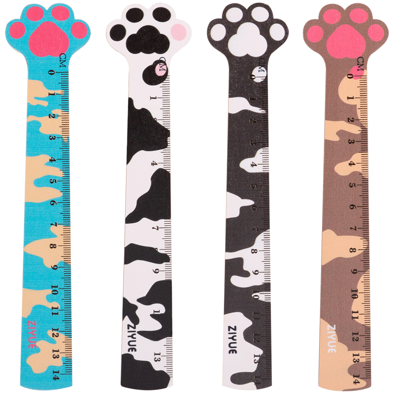 Линейка деревянная MESHU "Paws", 14см, ассорти, европодвес