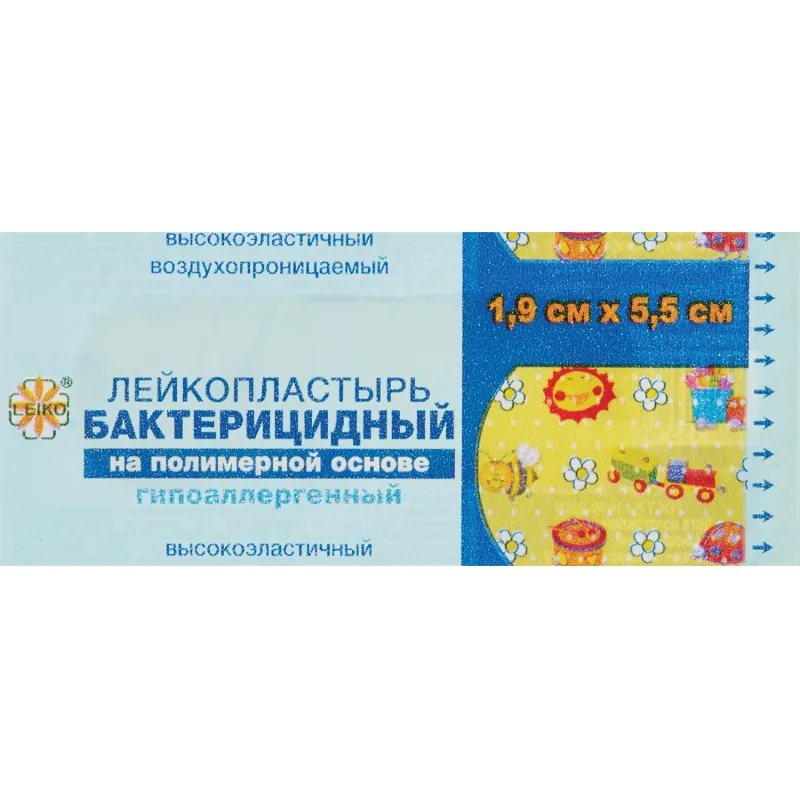 Перевяз. ср-ва Лейкопластырь бакт (влаг) 1,9х5,5см полим рисунок
