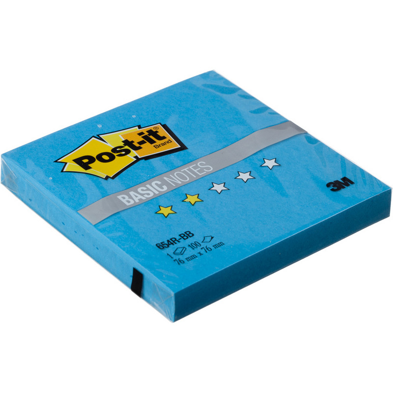 Стикеры Post-it Basic 654R-BB, голуб, 76х76 мм, 100 л