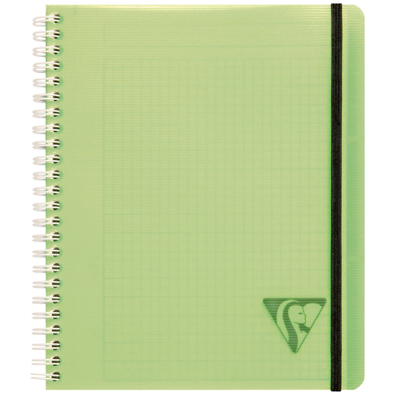 Бизнес-тетрадь 90л., А5+, клетка на гребне Clairefontaine "Proactiv'Book", пластик. обложка, зеленая, 90г/м2