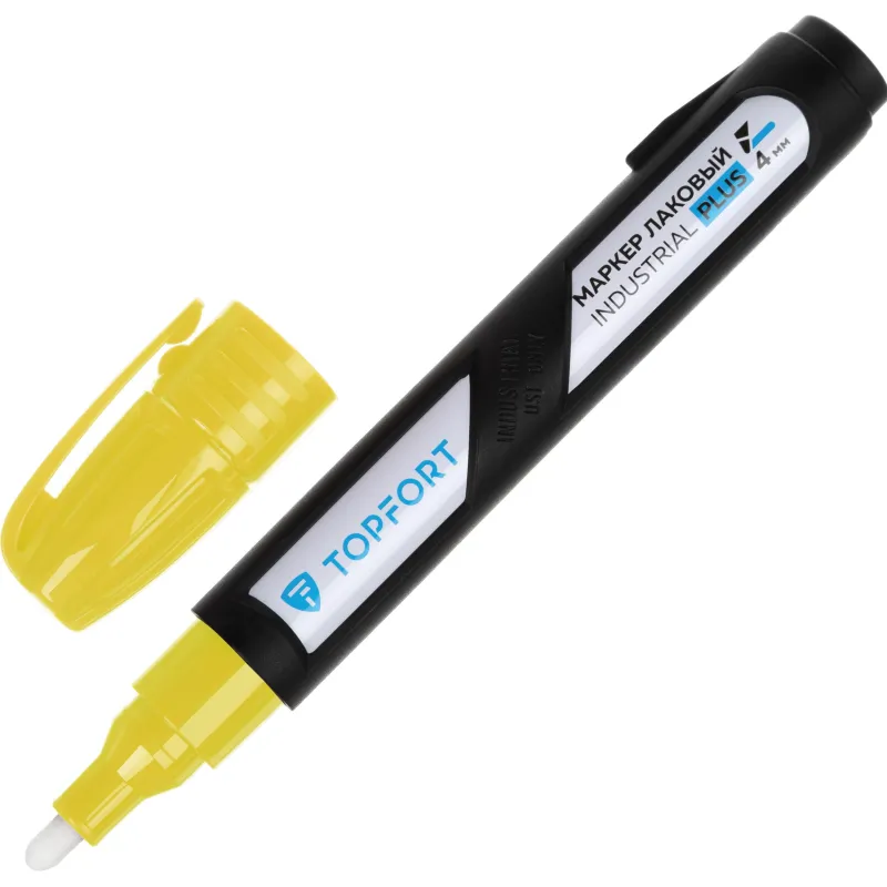 Маркер лаковый TOPFORT Industrial Plus 4 мм желтый