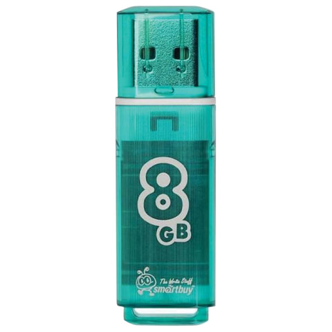 Флеш-диск 8 GB, SMARTBUY Glossy, USB 2.0, зеленый, SB8GBGS-G