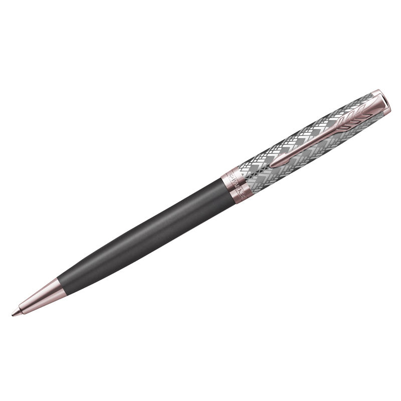 Ручка шариковая Parker "Sonnet Premium Metal&Grey PGT" черная, 1,0мм, поворот., подарочная упаковка