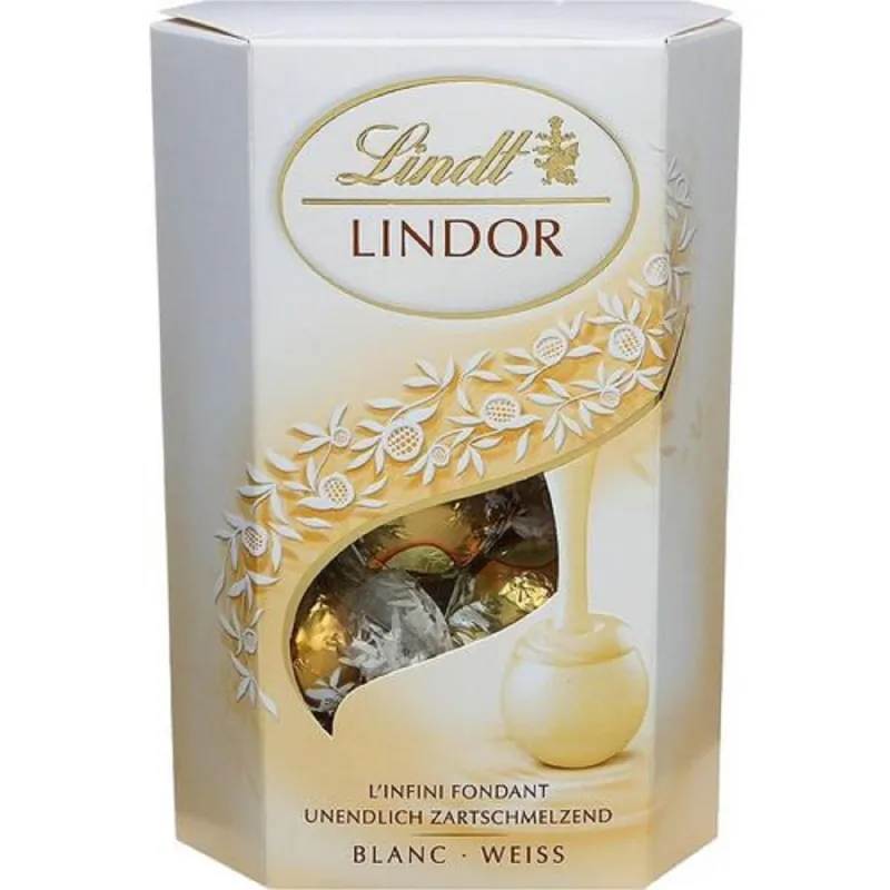 Конфеты LINDOR из белого шоколада с начинкой пралине,200г