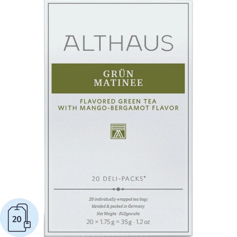 Чай Althaus Grun Matinee Deli Pack зеленый 20 пакетиков