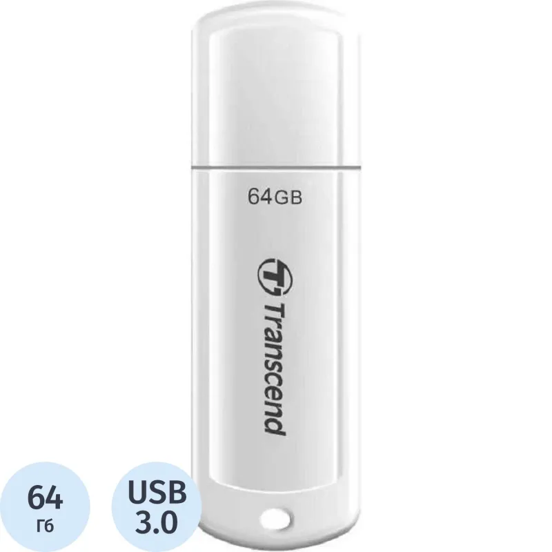 Флеш-память Transcend JetFlash 730, 64Gb, USB 3.1 G1, бел, (TS64GJF730)