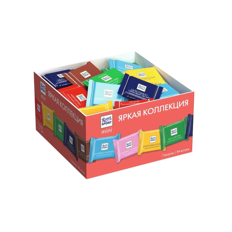 Шоколад Ritter sport мини-ассорти Bunter Mix (7вкусов) 84шт/уп