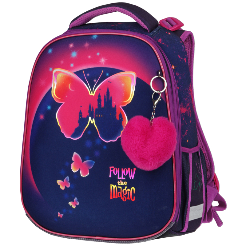 Ранец Berlingo Expert Max "Magic butterfly" 37*28*16см, 2 отделения, анатомическая спинка, дождевик