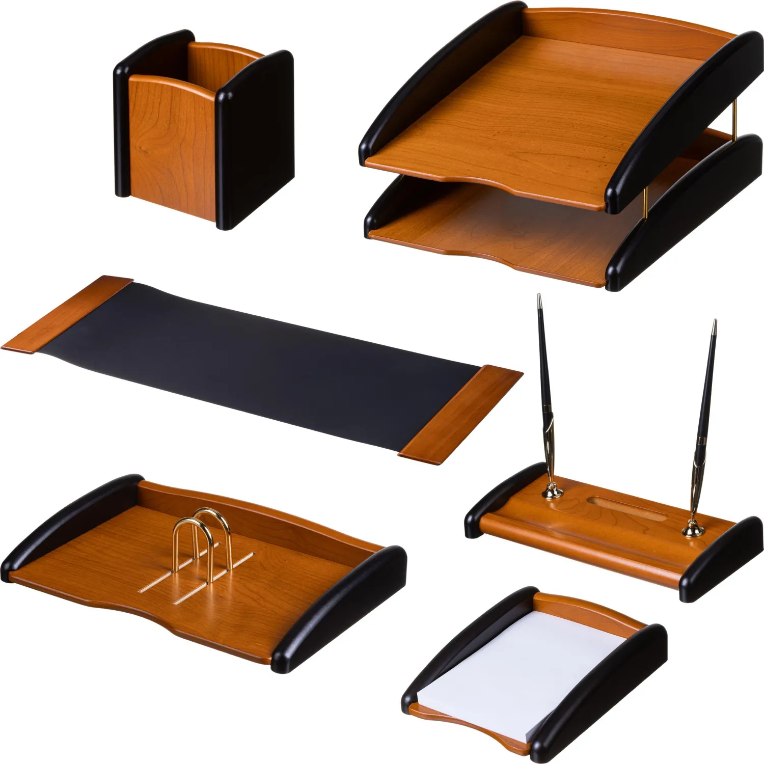 Набор настольный 6M-3A МДФ коричневый/чёрный (6 предметов)