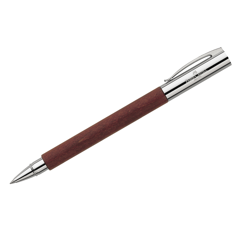 Ручка-роллер Faber-Castell "Ambition Pear Wood" черная, красновато-коричневый с яркой текстурой деревянный корпус, подарочна карт.упак