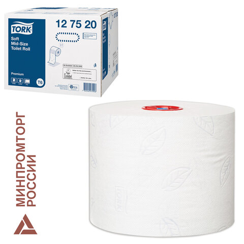 Бумага туалетная 90 м, TORK (Система Т6), комплект 27 шт., Premium, 2-слойная, белая, 127520