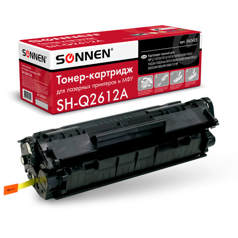 Картридж лазерный SONNEN (SH-Q2612A) для HP LaserJet 1018/3052/М1005, ВЫСШЕЕ КАЧЕСТВО, ресурс 2000 стр.