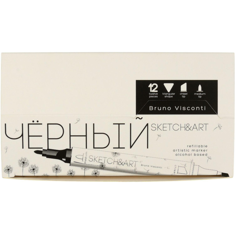 Маркер Sketch&Art двусторонний черный (толщина линии 1-5 мм)