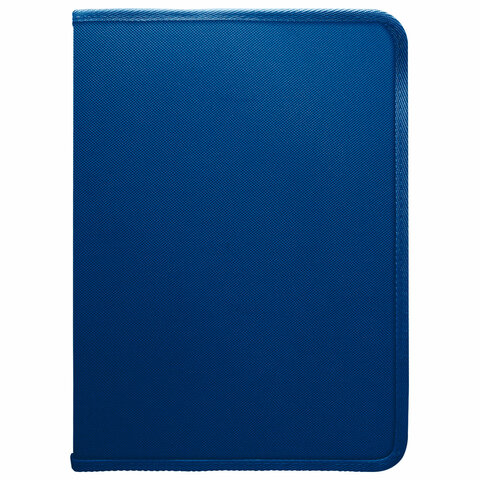 Папка объемная на молнии пластиковая на 4 кольцах, 35 мм, А4, BRAUBERG PIXEL, темно-синяя, 0,7 мм, 273080