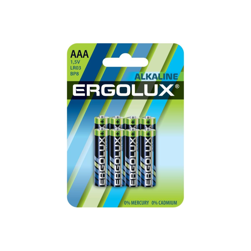 Батарейка Ergolux Alkaline 8шт/бл (LR03 BP8, 1.5В) (14814)