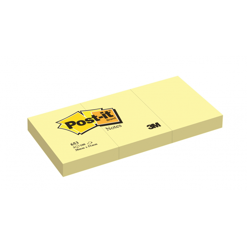 Стикеры Post-it 653 38х51 желтая 3бл.х100л