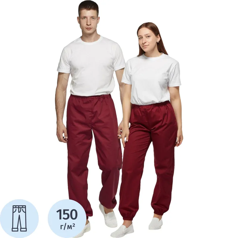 Брюки для пищевого производства бордо универс.сат у17-БР (р.52-54)р.182-188