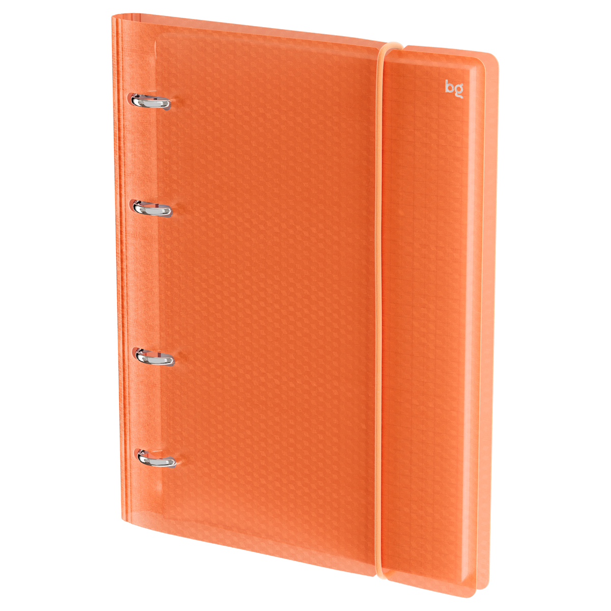 Тетрадь на кольцах А5, 120л., BG "Neon", пластиковая обложка, оранжевый, с резинкой
