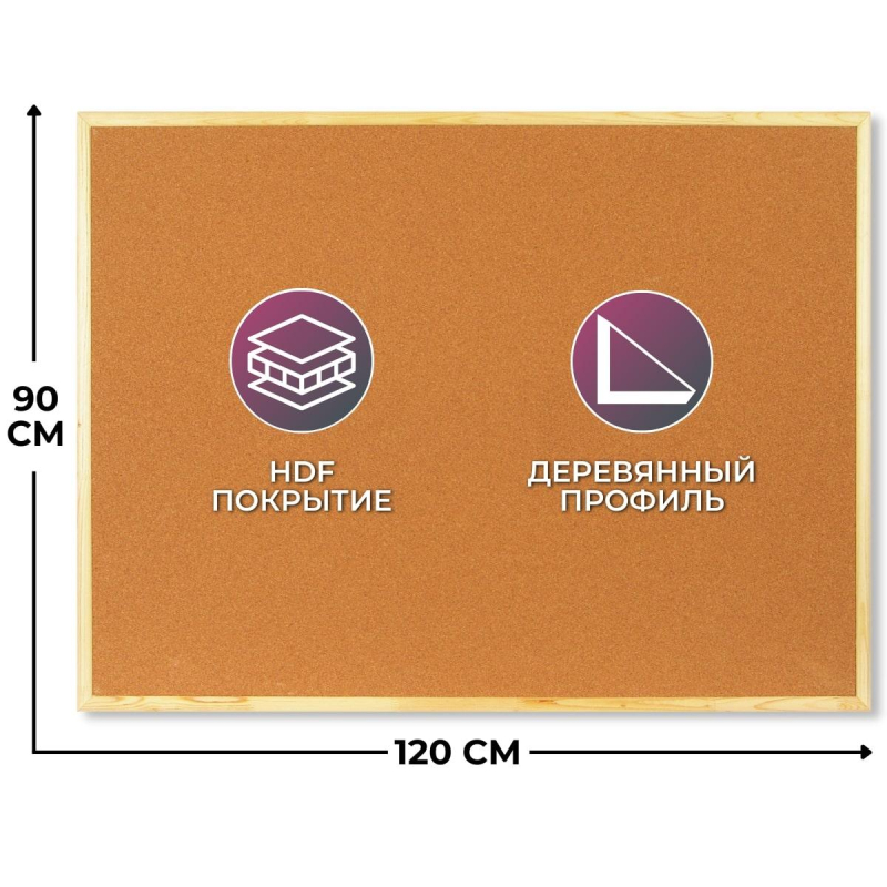 Доска пробковая Attache Economy Softboard 90x120 см деревянная рама